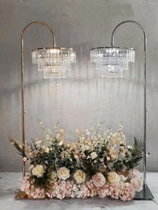 Mum Tutucular Glod Crystal Flowe Vazo Düğün Dekorasyon Masa Centerpieces Candelabra Doğum Günü Partisi Çiçek Tutucu Ev Dekor