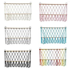 Aufbewahrungstaschen Wandhänge Netto Spielzeug Organizer Langlebige Baumwollseile Boho Macrame Halter für Kindergarten Kinder Schlafzimmer Heimspielzimmerdekoration