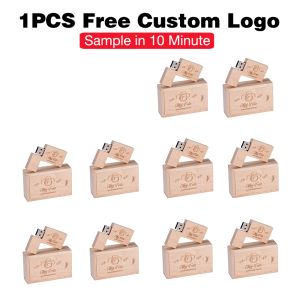 Unidades 10 pcs lote USB 2.0 caneta flash de caneta USB 128 GB de madeira acionamento de madeira de madeira de madeira de 32 GB de 32 GB de 64 GB de casamento