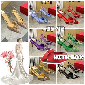 WITH BOX Designer Heels New Style Dress shoes Rivet High-heeled Shoes Women Nude patent leather shallow mouth pointed toe stiletto sexy party With diamonds Shiny 35-42