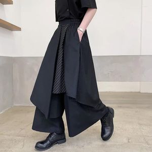 Calças masculinas Irregular de estilo japonês escuro Moda Instagram misto de vento kendo samurai cuxottes Vestido de festa calça
