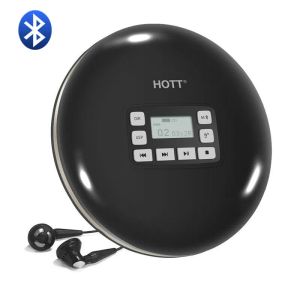 Player Hott CD711T uppladdningsbar Bluetooth Portable MP3 CD -spelare för hemresor och bil med stereo hörlurar anti chockskydd