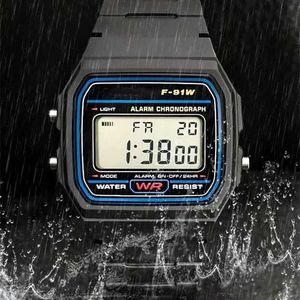 Начатые часы F91W светодиодные цифровые часы Женские силиконовые часы мужчины спортивны военные наручные часы квадратные браслеты электронные часы Hombre 240423