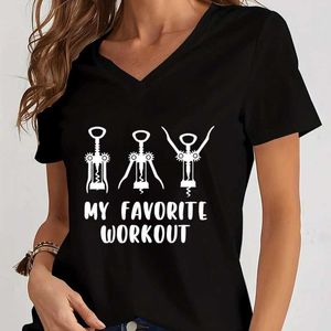 T-shirt feminina minha camiseta de treino favorita Spring Spring Sleeves curta Mulheres camiseta engraçada de vinhos camisetas de fitness shirts harajuku t-shirt feminino 240423