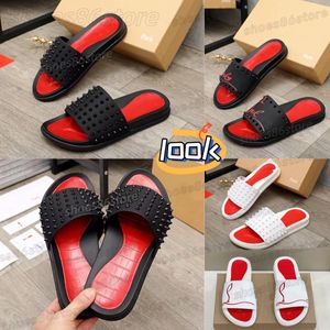 Bottoms Red Sandals Classic Mules Summer Spike picos planos deslizantes Sandália de moda ao ar livre Sapates Sapatos grossos Slipper Slipper