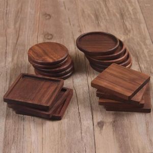 Table Mats Square Circular Heat Resistant Walnut Wood Tea House Coffee Shop Water Cup Holder Mat Meal