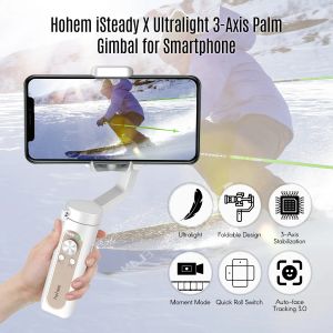 Gimbal Hohem ISTeady X/ X2 Ultralight 3Axis Palm Gimbal Handheld Stabilizer Design dobrável Oneclick Modo para smartphone