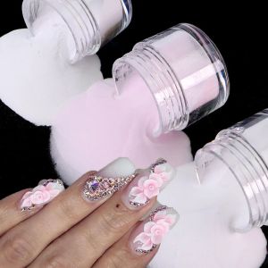 Vätskor 3Kolors akryl nagelpulver transparent/rosa/vit snidning kristallpolymerpulver manikyr nagellack professionella tillbehör#