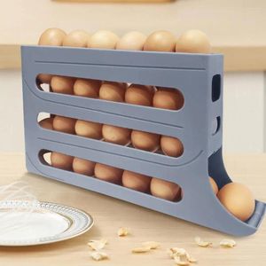 Storage Bottles Egg Rack Capacity Four-tier Fridge Boxes With Automatic Rolling Feature Organize Eggs Refrigerator Side For Diner