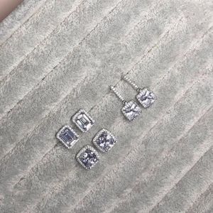 Brincos de garanhão Real 925 Sterling Silver Emerald Cut criou diamante para mulheres femininas femininas femme bijoux