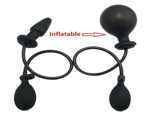 Novo silicone grande bombear preto up preenchido arfilleado inflável vibrador anal anal plug de bujão dildo brinquedos de sexo para homens gay gay y18110103216544