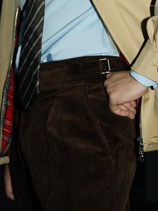 Pantaloni da uomo italiano retrò autunno e inverno velluto a coste napli slim adatto a tubo dritta casual di lavoro abito da lavoro