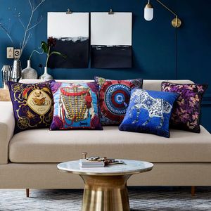 Boho Throw Pillow Covers Monaco Square Mönster Bomull Mjuk kuddfodral Kudde Cover Pudow Case For Couch Soffa Bed Decorative 18x18 Inch