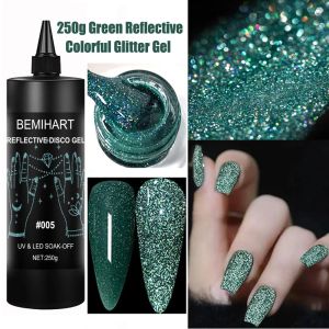 Glitter Bemihart 250g renkli yansıtıcı disko parıltılı jel oje kırık elmas son derece parlak ışıltılı tırnak sanat uv jel vernik