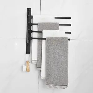Kitchen Storage Wall Mounted Towel Holder Swing Hanger Bathroom Swivel Bar Rotating Rack Stainless Steel Shelf With Hook