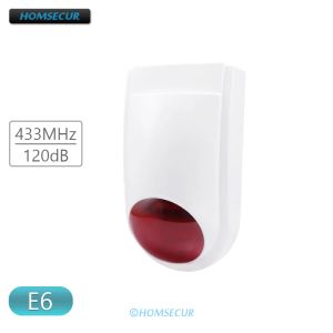 Accessori E6 Sirena flash wireless sirena esterno a led rosso luce 120db di allarme di allarme per homsecur 433MHz 4G/3G Sistema di allarme