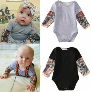 Endelar Fashion Baby Girl Unisex Tryckt bomullsavtal 018m Nyfödd spädbarn Toddler Autumn Casual Long Sleeve O Neck Outfits
