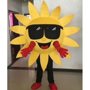 Hög kvalitet Mr. Sun Sunflower Mascot Costumes Halloween Fancy Party Dress Cartoon Character Carnival Xmas Easter Advertising Birthday Party Costume