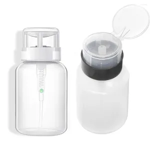 Garrafas de armazenamento Pacote de 2 Push Down Pump Dispenser Bottle Bottle para álcool esmalte de acetona e removedor de maquiagem 200ml (6,8 onças)