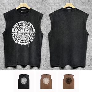 New designer fashion sleeveless ZJBPUR074B splash paint disc to do old printed vest vest R96W90 American High street retro cotton vest summer loose casual T-shirt