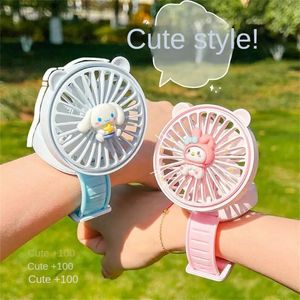 C2 Portable Mini Watch Fan Usb Charging Bracelet Cute Cartoon Anime Mute Small Summer Wrist for Home Accessories 240422