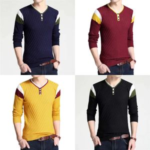 Marken-Sweader Browon Herbst Herren-Knopf V-Kriech Slim Elastic Sweaters Pullover Männer gestrickt 201022