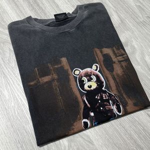 新しいヴィンテージティーTシャツ男性女性1：1高品質の洗浄黒プリントTシャツトップティー