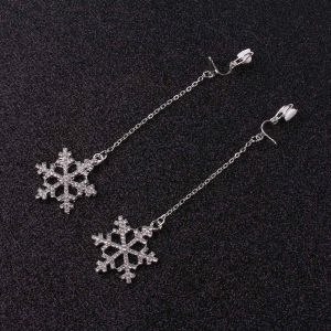 Örhängen Nytt mode Simple Snowflake Shape Clip på örhängen utan att genomtränga långkedjigörning grossist för kvinnor utan hålörklipp