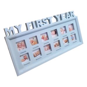 Box 12 mesi Infant Foto Frame Ornaments neonato bambino i miei momenti del primo anno mostrano decorazioni per la casa display desktop pvc multifunzionale