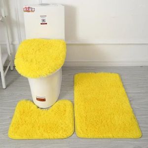 Teppiche Badezimmer Nicht-Schlupfteppich-Set Konturmatten-Toilettenabdeckung 3-teiliges Ultra-Weichmikrofaser-Gummi-Rücken fest