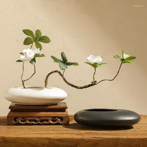 花瓶セラミック植木鉢銀の小石の形状楕円形の多肉植物植物アクセサリーポットバルコニーの装飾