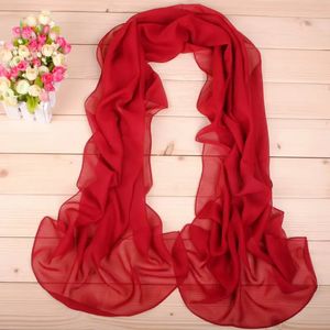 Fashion Temperament Pure Monochrome Womens Long Chiffon Scarves Wholesale Yiwu Plain Color Small 240417