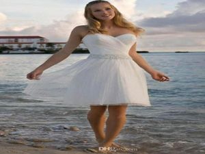 2019 Ny högkvalitativ älskling Rhinestone Tulle Short Casual Beach Wedding Dresses Bridal Gown 0367639353