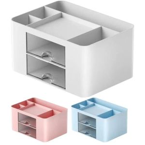 Bins Desk Organizer med lådor Multifunktion Desktop Organisator Stationery Storage Box Makeup Organizer Desktop Storage Box