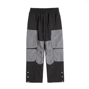 Calça masculina zíper de nylon na rua High Street American Functiona Wide Cargo Troushers