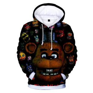 Koszule Pięć nocy w bluza FNAf 3D dla chłopców i dziewcząt szkolna bluza z kapturem wysokiej jakości dzieci FNAf Autumn zimowe ubranie