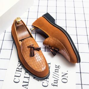 Vintage Brown Rahat Oxfords Erkek Deri Ayakkabı Büyük Boyut 38-48 Tasarımcı Tassel Elbise Ayakkabı Erkekler İtalyan Lüks Soafers Ayakkabı