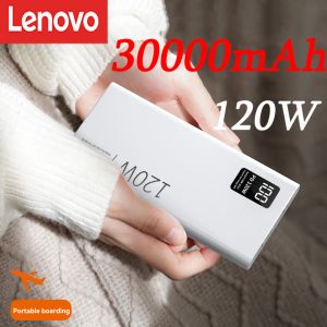 Случаи Lenovo 120W 30000MAH Power Bank Высокая мощность быстрого зарядка PowerBank Portable Battery Charger для iPhone Samsung Huawei Xiaomi