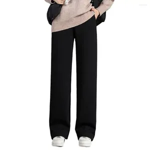 Женские брюки флисовая подкладка Зимняя выровненная эластичная высокая талия Брюки для ног для уютного стильного взгляда теплый плюш