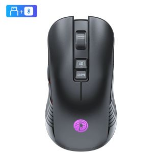 マウスゲームワイヤレスマウスデュアルモードBluetooth 5.1/2.4gワイヤレスLED充電式タイプ型Bluetoothマウス3回調整可能