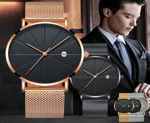 5 kolorów unisex mężczyzn męskich zegarków mody z metalową siatką z kalendarzem całych uczniów swobodne zegarowe prezenty 3251327