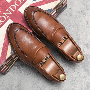 Casual Shoes Wholesale Dropship Men Elegant Oxford Male Brogues Business Wedding Dress Formal PU Leather Metal Decoration 785