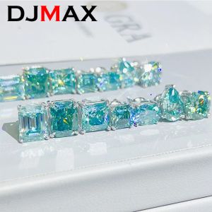 Ohrringe Djmax 0,41.5CT seltene geschnittene Moissanit -Bolzenohrringe für Frauen Original 925 Sterling Silber Blue Green Lady's Diamond Ohrringe 2023