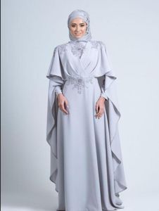 Abiti da sera musulmani 2019 a maniche lunghe a collo alto in pizzo satinato hijab formale hilamic dubai kaftan saudita arabo pavimento lunghezza serata 6214347