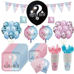 Socks Gender Reveal Tableware Girl or Boy Latex Balloon Baby Shower Confetti Balloons Birthday Party Decorations Kids Favor Supplies