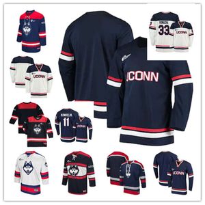 Kob Uconn Huskies costurou a camisa de hóquei da faculdade Chris Potter Bryan Krygier Ryan Equale D. J. LeBlanc Eric Nelson Marc Senerchia Geoff Ange