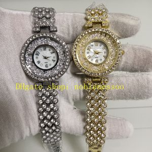 2 colori Autentico foto Ladies Diamond Watch 33mm quarzo Rosso Rosso Rhinestone Madre di Pearl Dialga 18K Donne in oro giallo Sust Abito Bracciale in acciaio Orologi Ladys