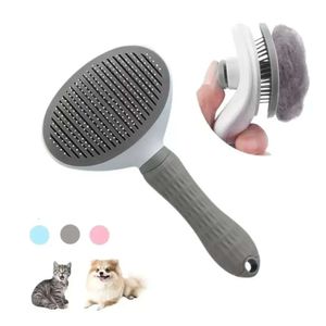 och Grooming Care Dog Pet Cat Brush rostfritt stålkam för långt hår rengöring husdjur hundtillbehör 0628 s s s