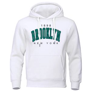 Polos 1898 Brooklyn New York مطبوعة Mens Hoody Crewneck Clothing Fashion Eversize Swatshirt Fashio Crewneck Hoodie Male