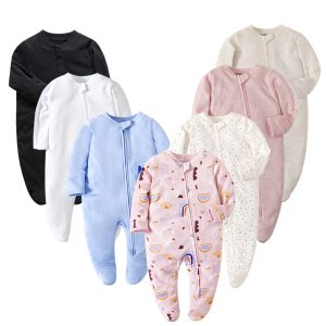 Piazza un pezzi per pigiama con cerniera e manica lunghe con cerniera da ragazzo a piede neonato 012 mesi di abbigliamento per bambini in cotone